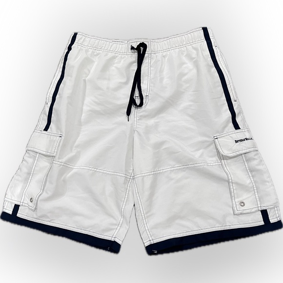 Beverly Hills Polo Club White Cargo Swim Shorts - Picture 1 of 4